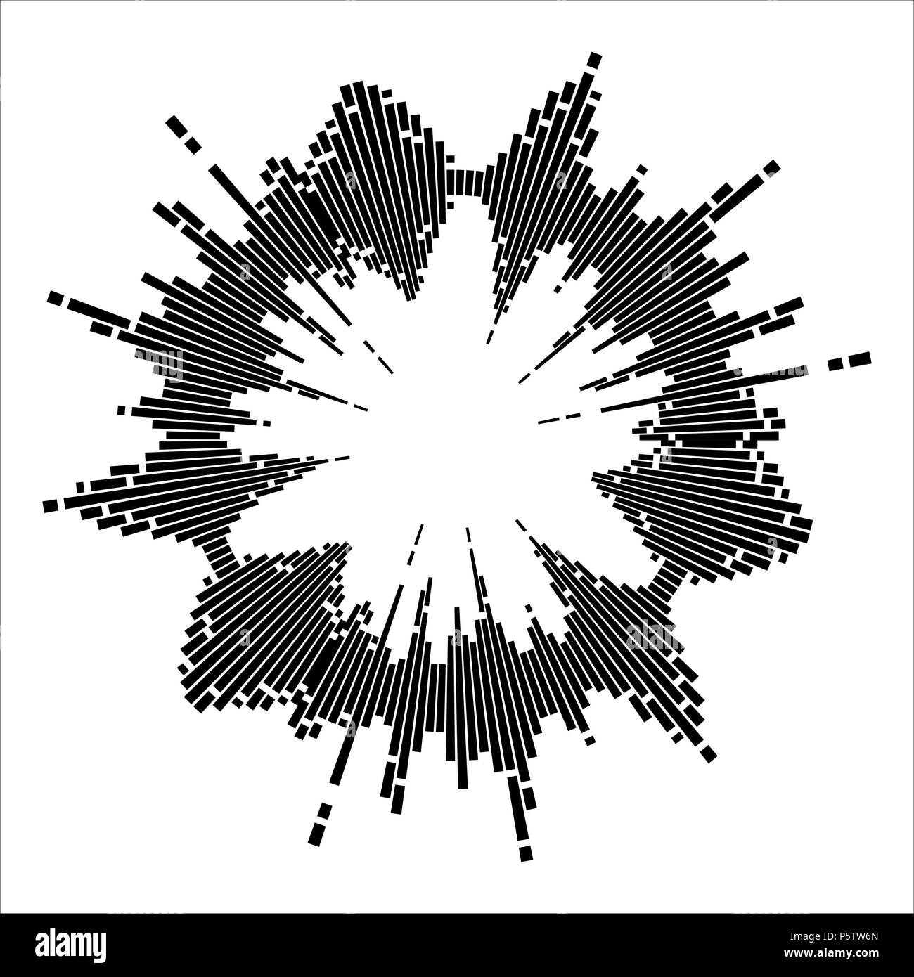 Round del suono effetto onda isolati su sfondo bianco Illustrazione Vettoriale