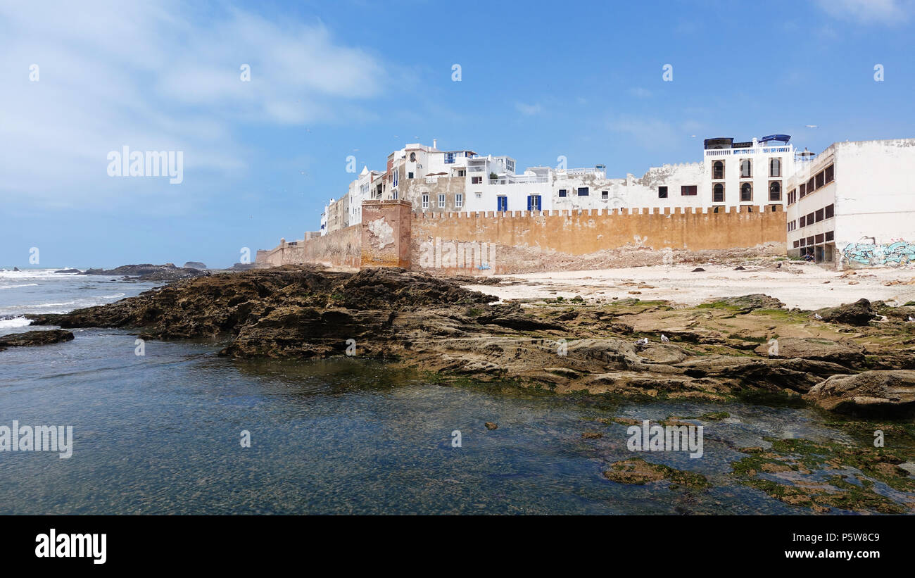 Vista generale del anciend città murata di Essaouira in Marocco. Un importante Porto sulla costa atlantica. Foto Stock