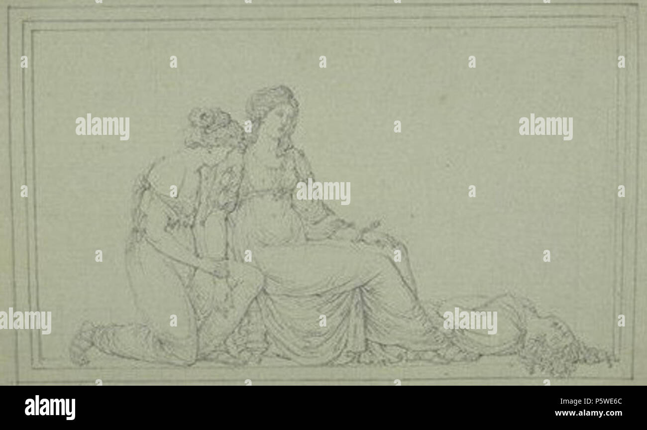 N/A. Inglese: Disegno di Charles Pierre Joseph Normand di un rilievo di Anne Seymour Damer: la morte di Cleopatra . prima di 1840. Eseguire la scansione Joconde; schizzo attrib. NORMAND Charles Pierre Joseph; sfiato originale di Anne Damer 430 la morte di Cleopatra Normand dopo la Damer Foto Stock