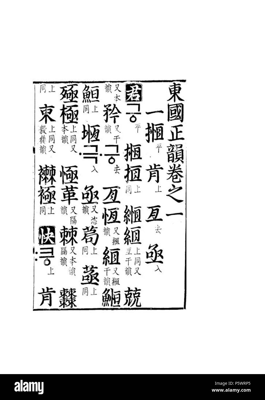 N/A. ko: Dizionario di pronuncia Coreana di lettere cinesi Re Sejong pubblicato questo dizionario della pronunce per valutare appena inventato il coreano lettere Hangul. Tesoro nazionale 71 . 1448. Re Sejong 465 Dongguk Jeongun (Standard rime di stato orientale) Foto Stock