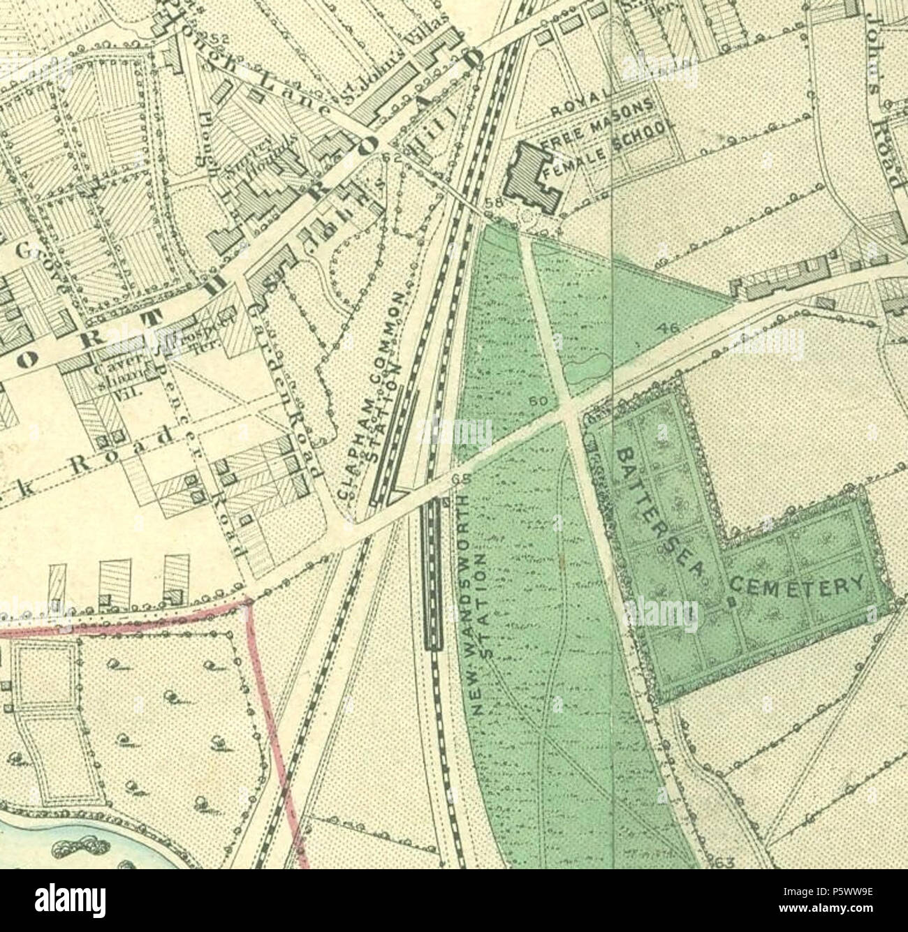 N/A. w:Clapham Common stazione ferroviaria e nuova Wandsworth stazione ferroviaria Stanford su la mappa di Londra. 1862. Edward Stanford (1827-1904) nomi alternativi Edward Stanford Ltd. Descrizione cartografo britannico e imprenditore, Data di nascita e morte 27 Maggio 1827 3 Novembre 1904 Luogo di nascita London Authority control : Q3655695 VIAF:64789974 ISNI:0000 0001 0909 8137 LCCN:N96065448 NLA:36446943 Aprire Libreria:OL5133506A WorldCat 351 Clapham Common e nuove stazioni a Wandsworth, Stanfords Mappa di Londra Foto Stock