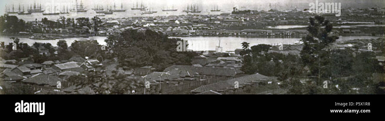 N/A. Inglese: YOKOHAMA. … Alla fine del terzo anno dall'apertura del Porto le comunità straniere numerati 126; da quel momento, tuttavia, si è moltiplicato notevolmente. Il 26 novembre 1866 a Yokohama, che aveva progredito sin dalla sua istituzione nel 1859 con una disponibilità e rapidità la sua più ottimistico è ben wishers difficilmente potrebbe aver previsto, è stato visitato da un disastroso incendio che hanno spazzato via una grande porzione della città nativa e circa un terzo della liquidazione esteri, distruggere beni assicurati alla quantità di due milioni e mezzo di dollari, oltre ad un ottimo affare che w Foto Stock