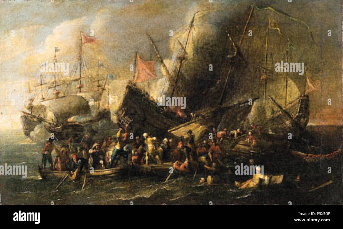 Inglese: battaglia navale tra turchi e Cristiani tra 1613 e 1667. N/A 380  Cornelis de Wael - battaglia navale tra turchi e cristiani Foto stock -  Alamy