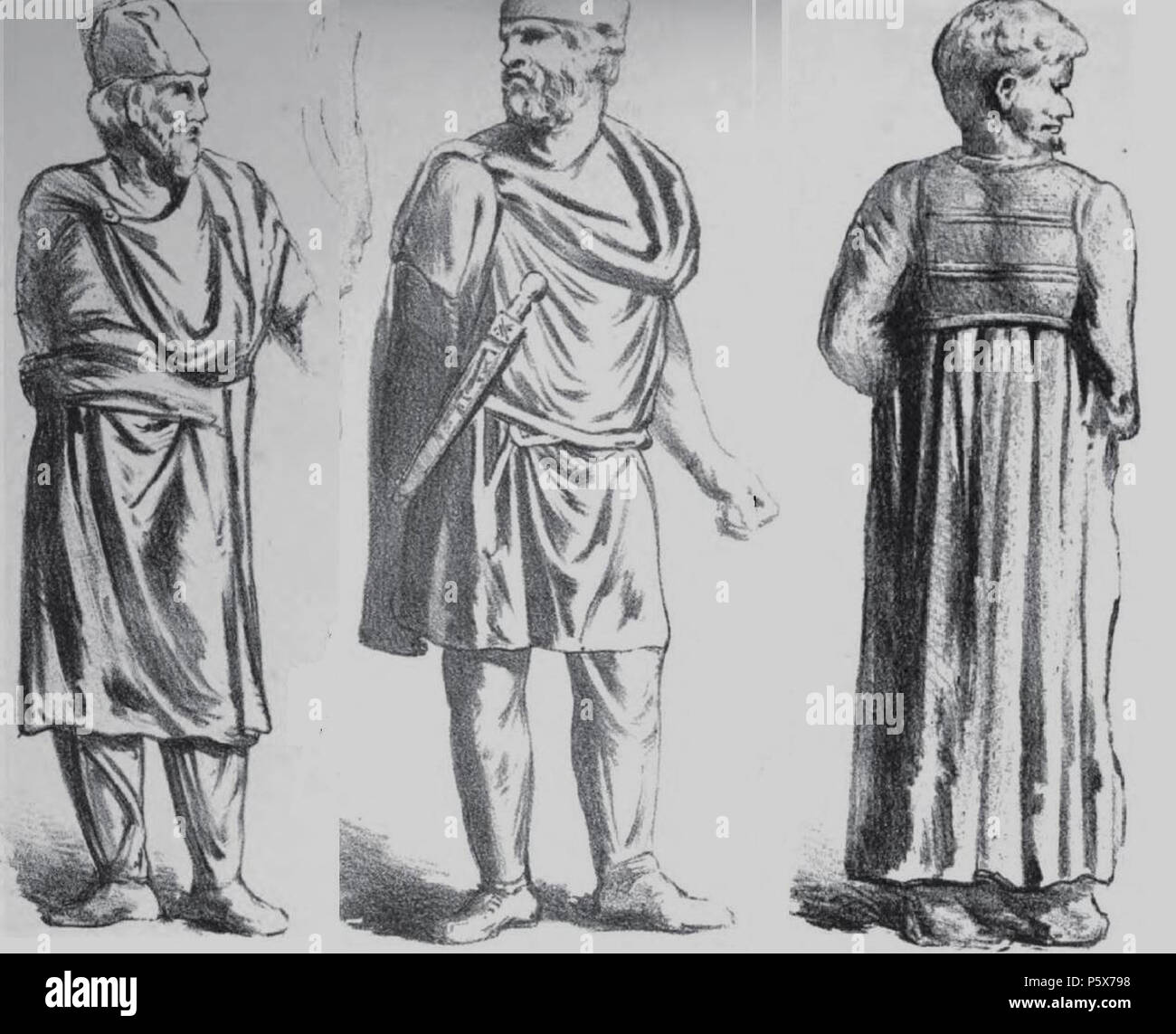 N/A. Inglese: daci e i loro costumi come appaiono sulla Colonna di Traiano (ca. 116 AD) . 1976. George Grigore Tocilescu (b.26 Ottobre 1850 - d.18 settembre 1909) 383 Costume di Daci pre-Dacia romana Foto Stock