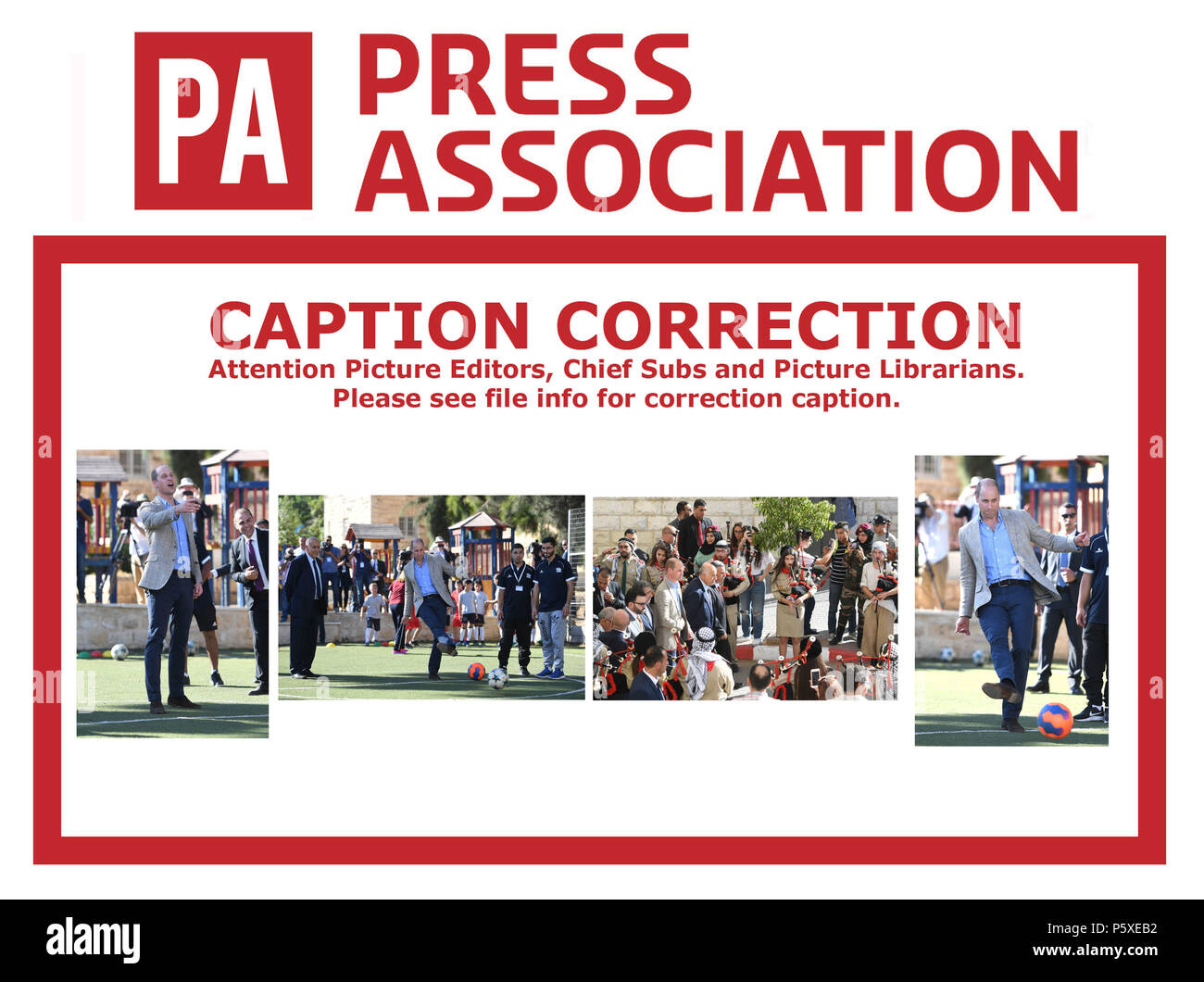 Correzione della didascalia per questa serie di foto di correggere i dettagli di innesto corretta didascalia sotto le foto sarà ritrasmesso poco il Duca di Cambridge durante un impegno culturale a Ramallah in Cisgiordania come parte del suo tour del Medio Oriente. Foto Stock