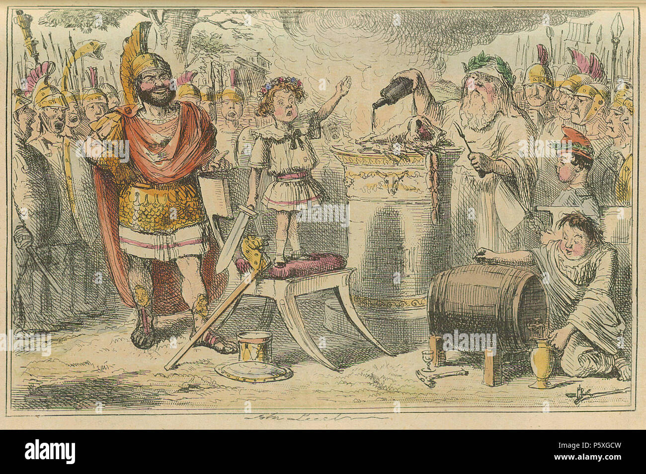 N/A. Immagine da John Leech, da: la storia a fumetti di Roma da Gilbert Abbott a Beckett. Bradbury, Evans & Co, Londra, 1850s Annibale, mentre anche ancora un bambino, giura eterno odio ai Romani . circa 1850. John Leech (1817-1864) nomi alternativi John Leech Descrizione caricaturista inglese e illustrator Data di nascita e morte 29 Agosto 1817 29 ottobre 1864 Luogo di nascita e morte Londra London Authority control : Q1374807 VIAF:55323488 ISNI:0000 0001 0903 3018 ULAN:500002592 LCCN:N79054670 NLA:35297707 WorldCat 372 storia a fumetti di Roma Tabella 06 Annibale mentre anche ancora un bambino s Foto Stock