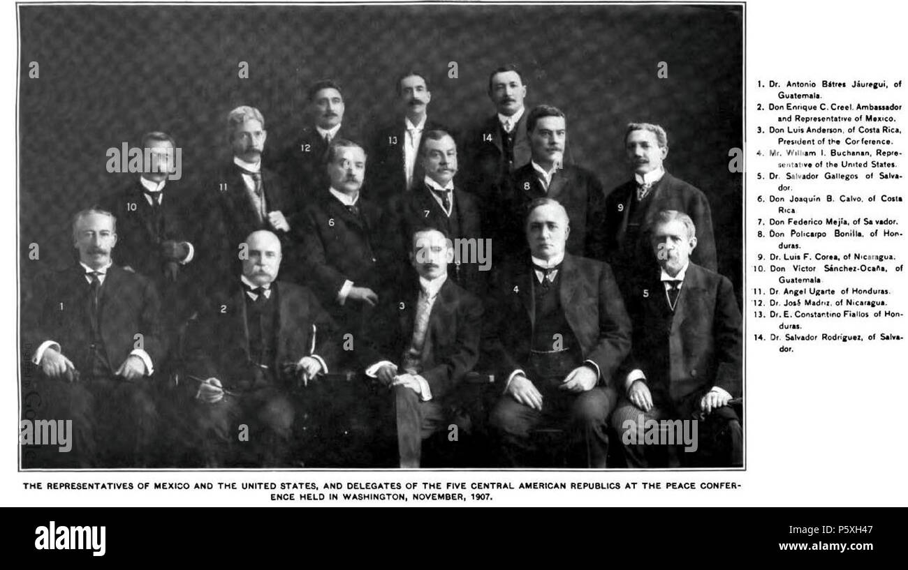 N/A. Español: cerimonia di apertura della conferenza di pace dell'America centrale nel 1907 . 1907. Sconosciuto 374 Conferencia de Paz 1907 Foto Stock