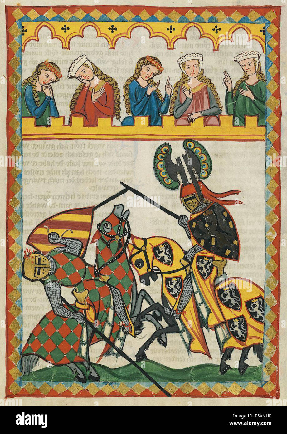 N/A. Deutsch: Codex Manesse, UB Heidelberg, Cod. Pal. germe. 848, fol. 52r: Walther von Klingen (dettaglio) . tra 1305 e 1315. Meister des Codex Manesse (Grundstockmaler) Descrizione pittore tedesco periodo di lavoro c. 1305-1340 () 363 Codex Manesse 052r Walther von Klingen (dettaglio) Foto Stock