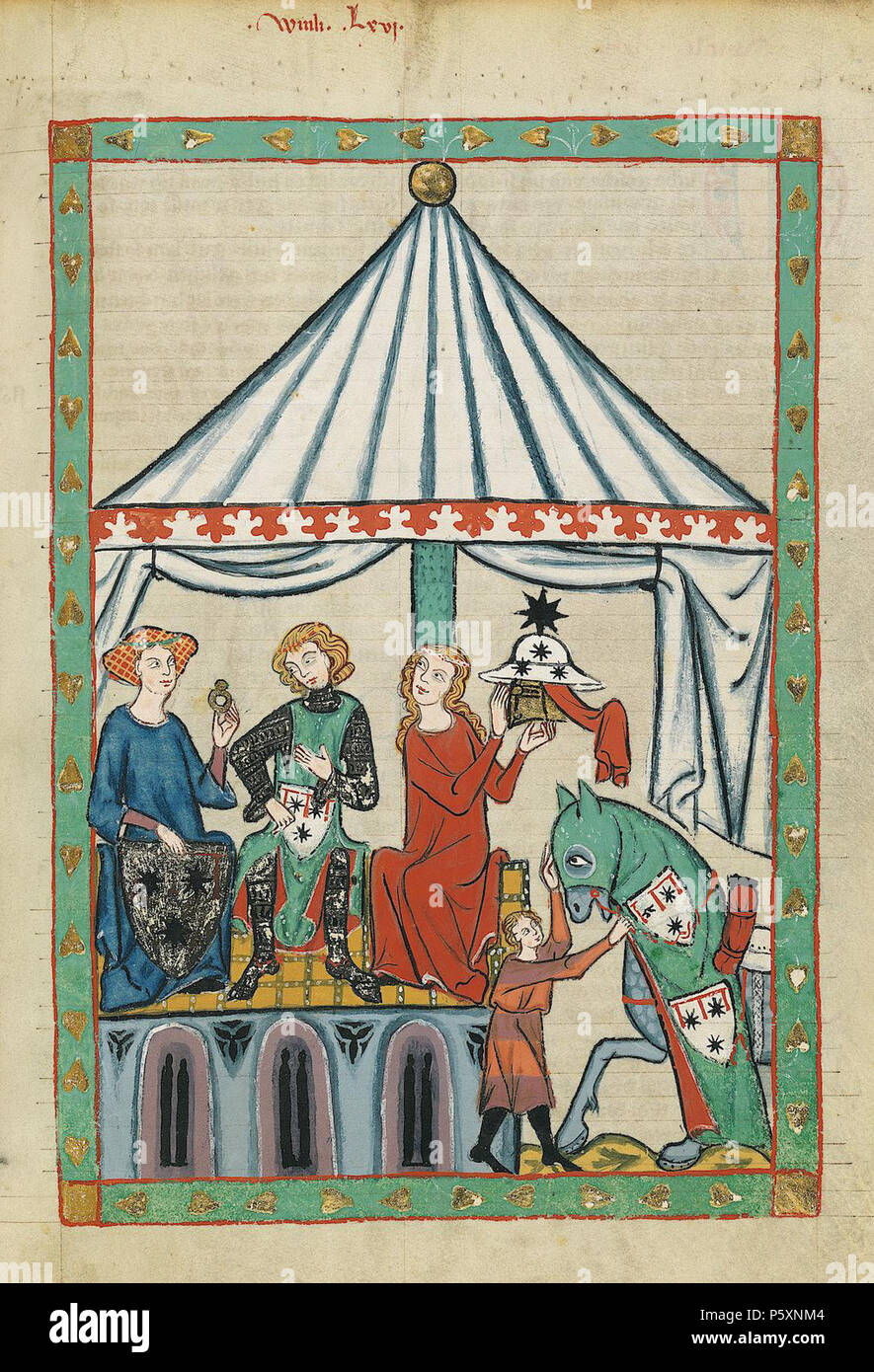 N/A. Deutsch: Codex Manesse, UB Heidelberg, Cod. Pal. germe. 848, fol. 231r: Winli . tra 1305 e 1340. Meister des Codex Manesse Nachtragsmaler (I) Descrizione pittore tedesco periodo di lavoro c. 1305-1340 () 363 Codex Manesse 231r Winli Foto Stock