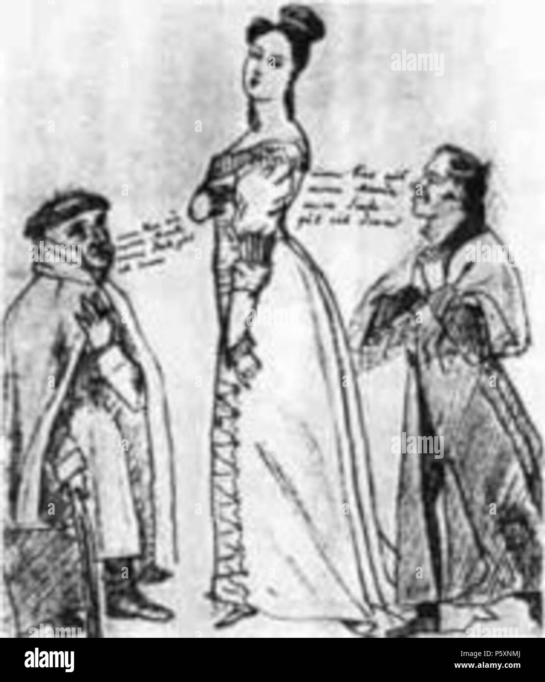 N/A. Deutsch: Annette von Droste-Hülshoff mit Heinrich Straube und August von Arnswaldt, zeitgenössische Karikatur . 1820. Ludwig Emil Grimm (1790-1863) nomi alternativi ludwig emil grimm; l. e. grimm; Ludwig grimm Descrizione pittore tedesco, disegnatore e incisore e illustratore Data di nascita e morte 14 marzo 1790 4 aprile 1863 Luogo di nascita e morte di Hanau Kassel periodo di lavoro 1805-1860 circa la posizione di lavoro di Kassel (1803-1809), Landshut, Monaco di Baviera (1809-1817), Kassel (1832-1863) Autorità di controllo : Q558766 VIAF:39396912 ISNI:0000 0001 1057 0507 ULAN:500015140 LCCN:N85222439 NLA:35971 Foto Stock