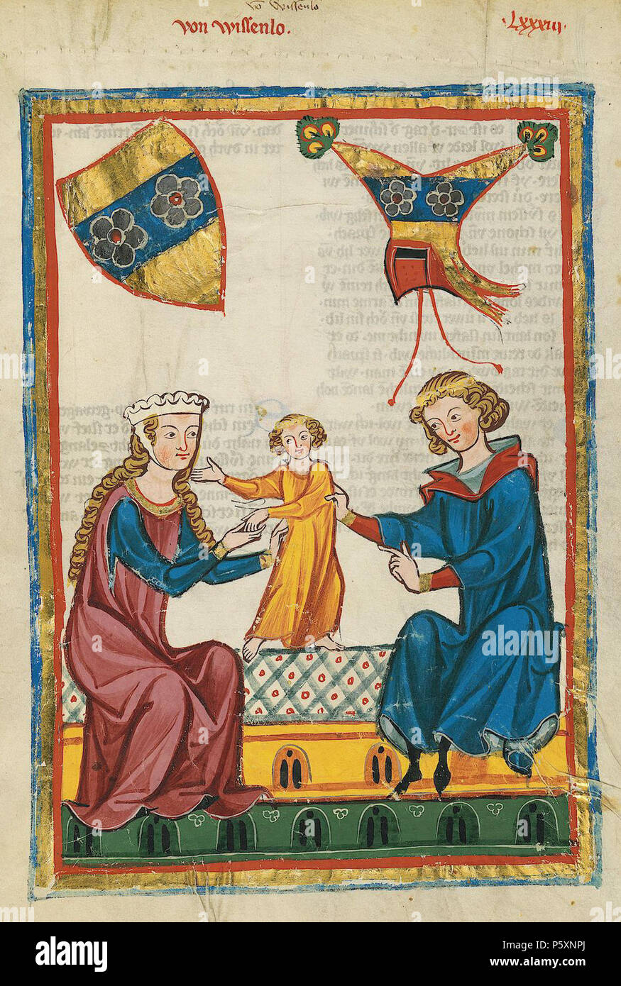 N/A. Deutsch: Codex Manesse, UB Heidelberg, Cod. Pal. germe. 848, fol. 299r: Von Wissenlo . tra 1305 e 1315. Meister des Codex Manesse (Grundstockmaler) Descrizione pittore tedesco periodo di lavoro c. 1305-1340 () 363 Codex Manesse 299r Von Wissenlo Foto Stock