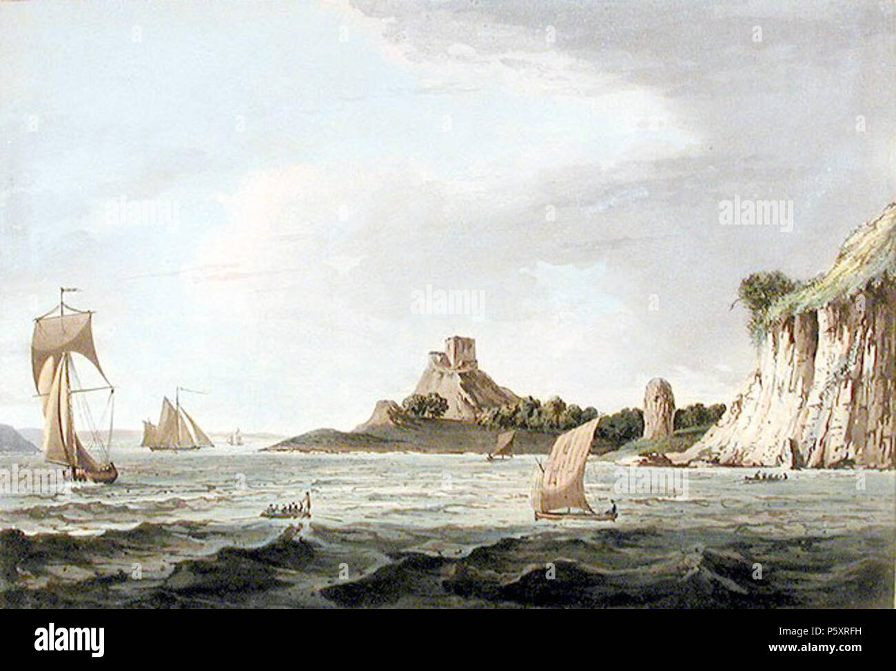 N/A. Inglese: Dunollie Castello a Oban, stampato a colori la puntasecca con ulteriore mano-colorazione, 11 3/4 x 17 1/8 pollici. Il 30 marzo 1789. J pozzetti dopo A. Concessione 486 Dunollie Castello00 Foto Stock