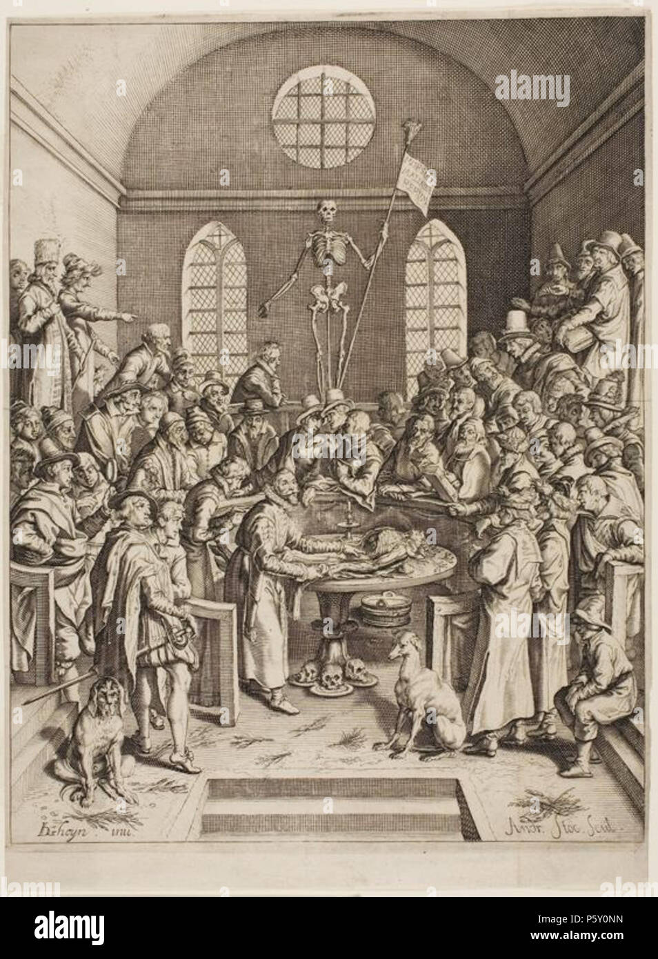 N/A. Inglese: una rappresentazione di un teatro anatomico . 1616. Andries Stock (durata di vita: 1580-1648) 43 una rappresentazione di un teatro anatomico Foto Stock
