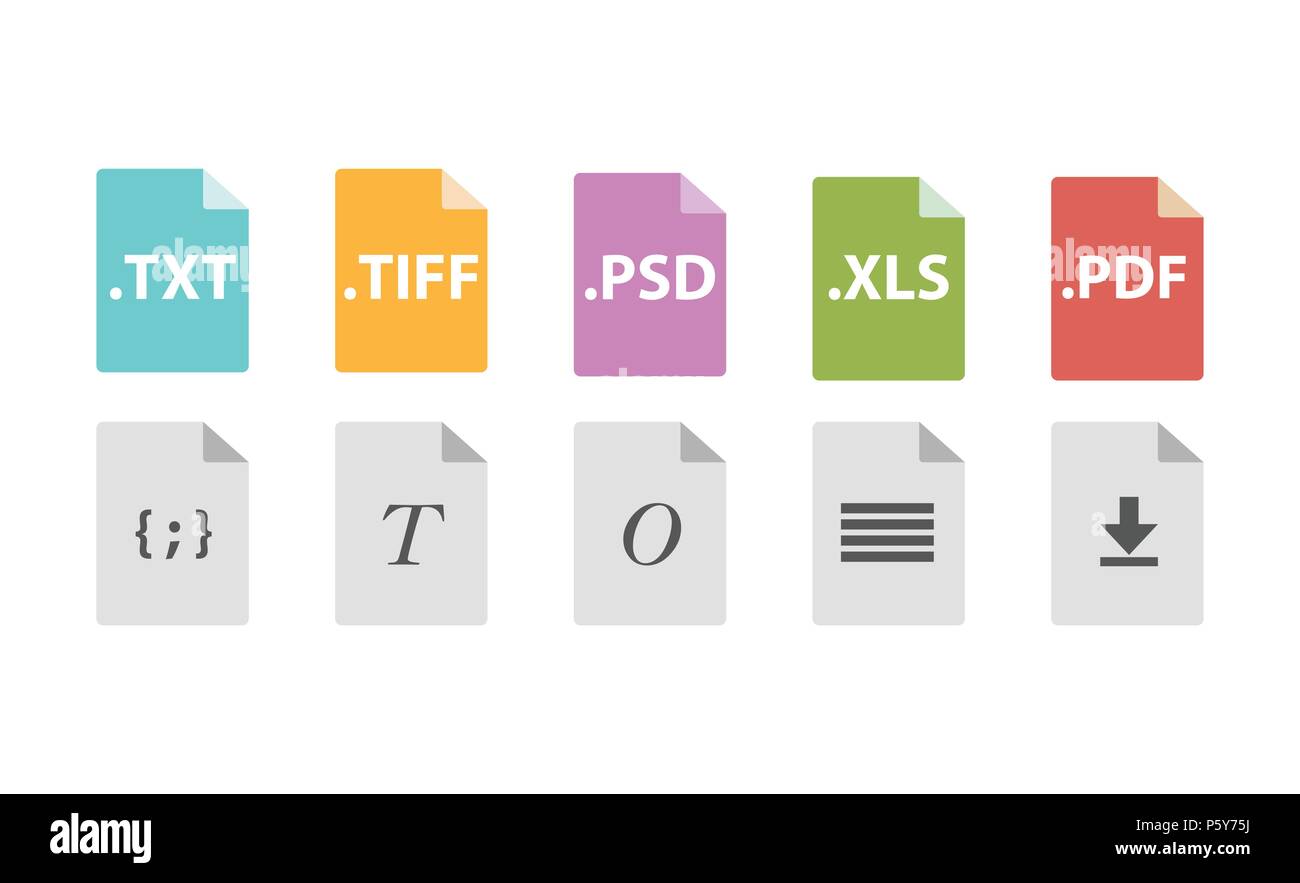 Set di formati di file dei documenti Illustrazione Vettoriale