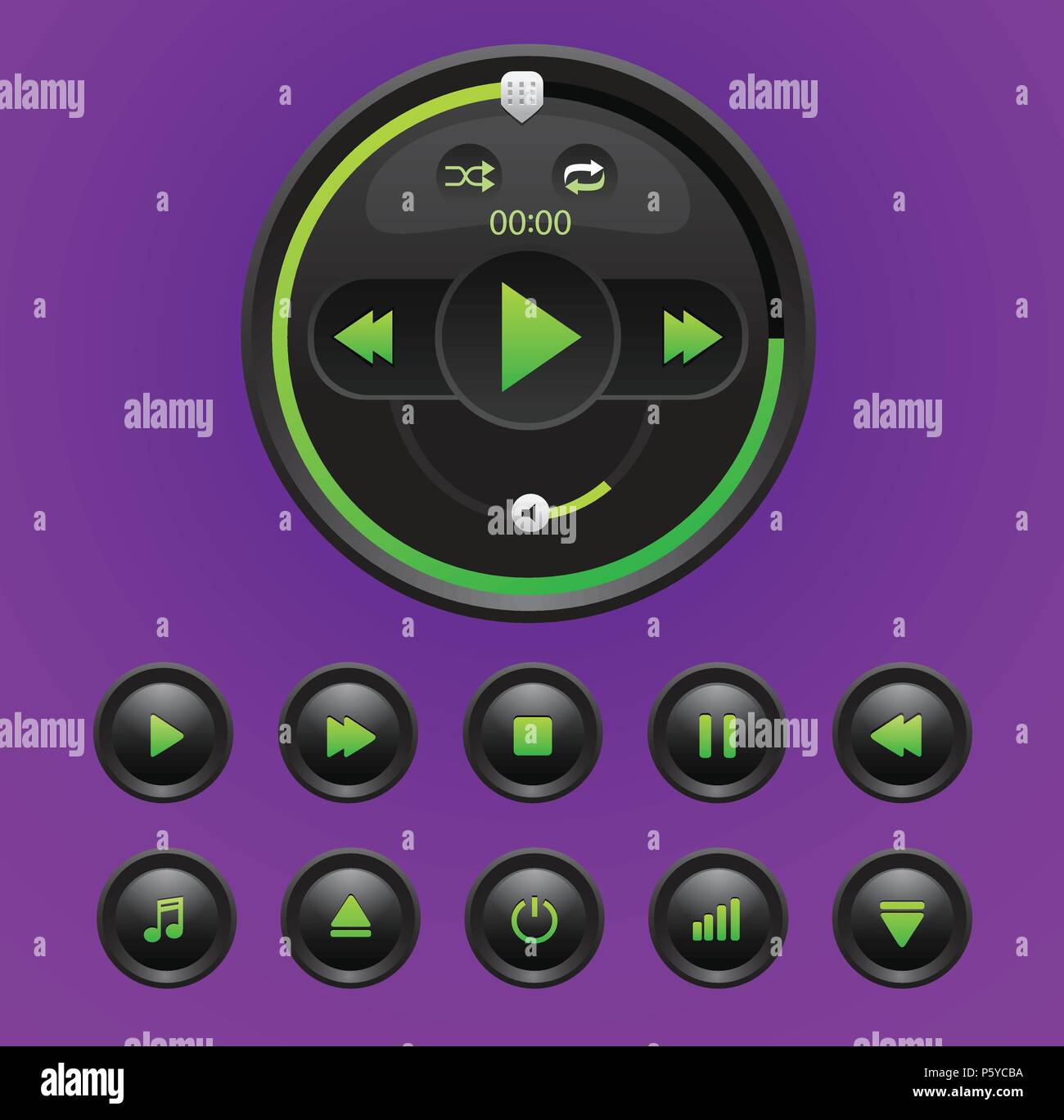 Filmato Video media player con icone Illustrazione Vettoriale