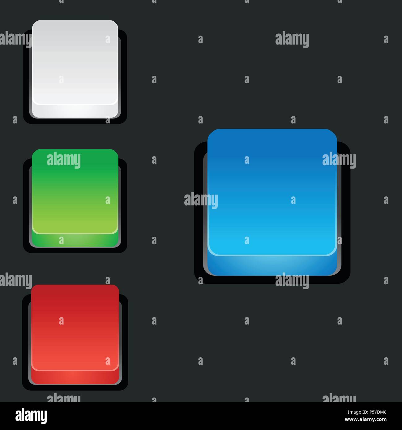 Set di blank colorato 3d i pulsanti quadrati Illustrazione Vettoriale