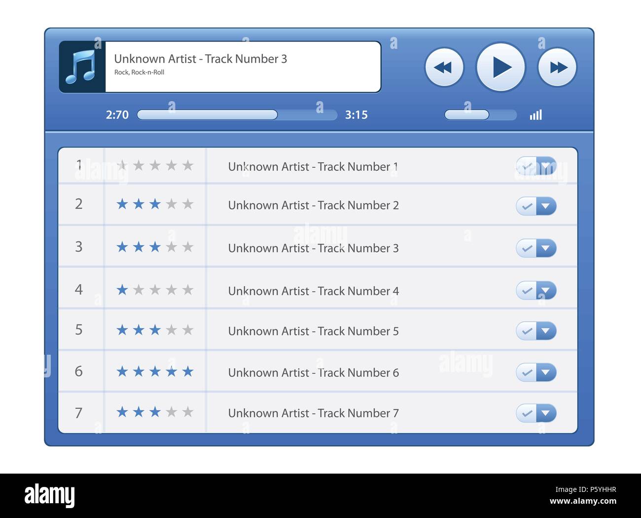 Set di UX audio e video modello di lettore multimediale Illustrazione Vettoriale