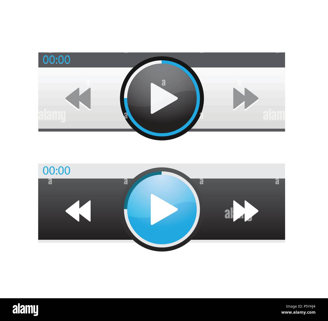 Set di UX audio e video media player templates Illustrazione Vettoriale