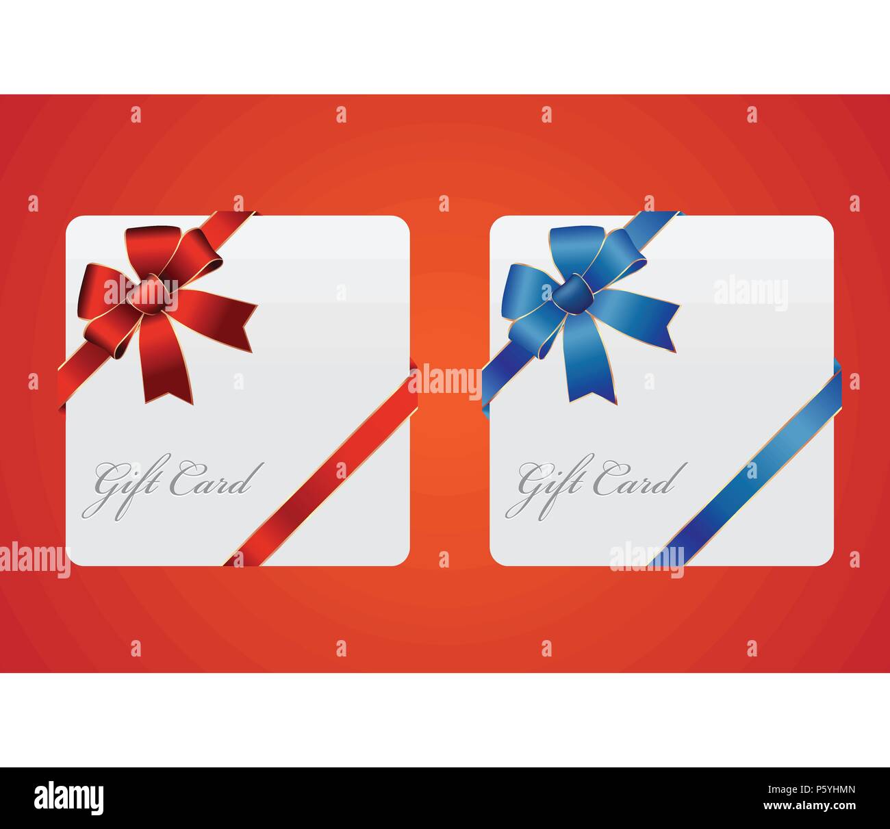 Le carte regalo con fiocco rosso e il nastro di inchiostro Illustrazione Vettoriale