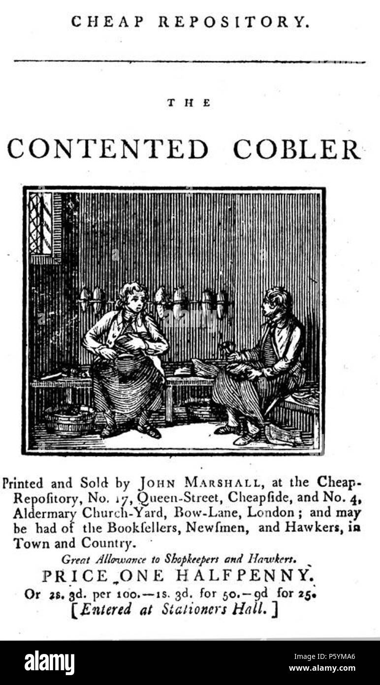 N/A. Inglese: il titolo pagina di uno di John Marshall's economici tratti Repository . 1798. Sconosciuto 377 contenti cobler Foto Stock