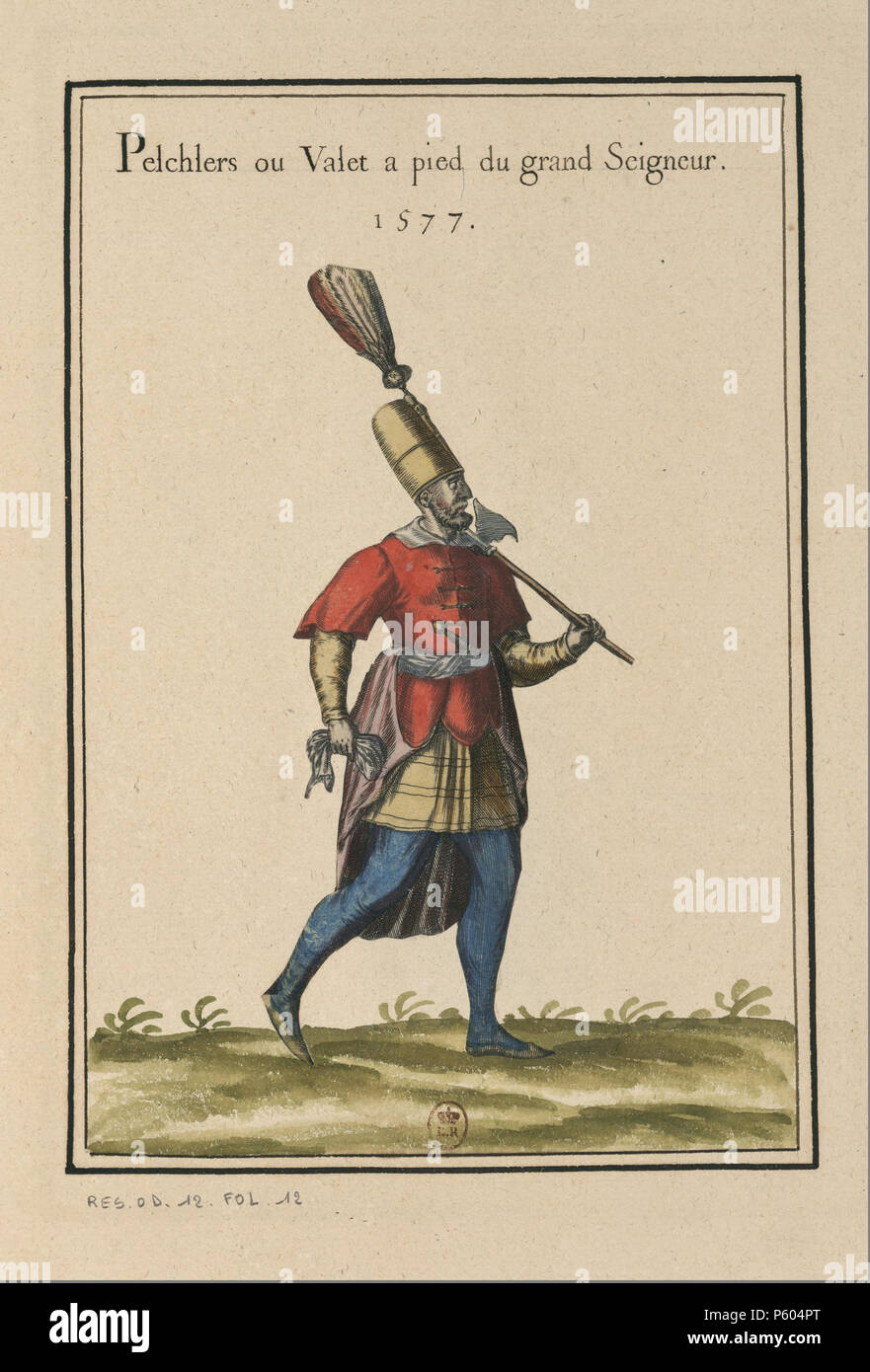 517 Ensemble de incisioni de costumi de Turquie du XVIe siècle.f012 Foto Stock