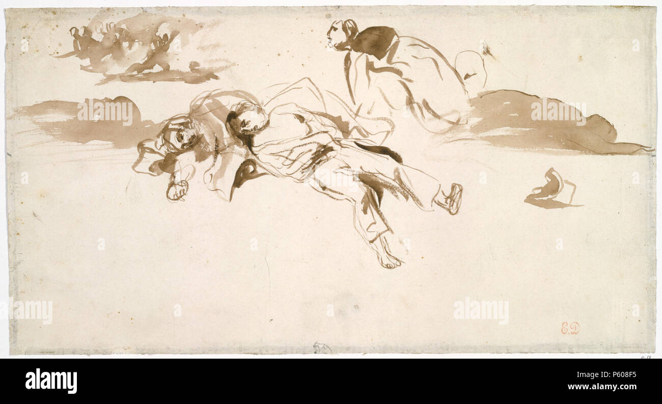 534 Eugène Delacroix, lo studio degli organismi "Liberty leader del popolo", 1830 Foto Stock