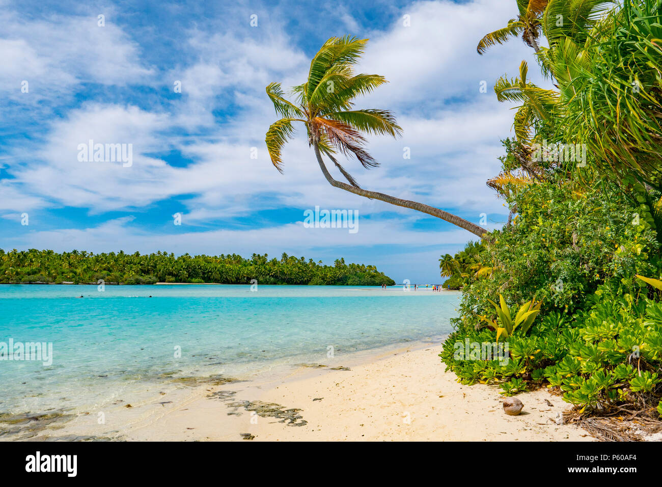 Un piede Isola, Aitutaki, Isole Cook, Sud Pacifico Foto Stock