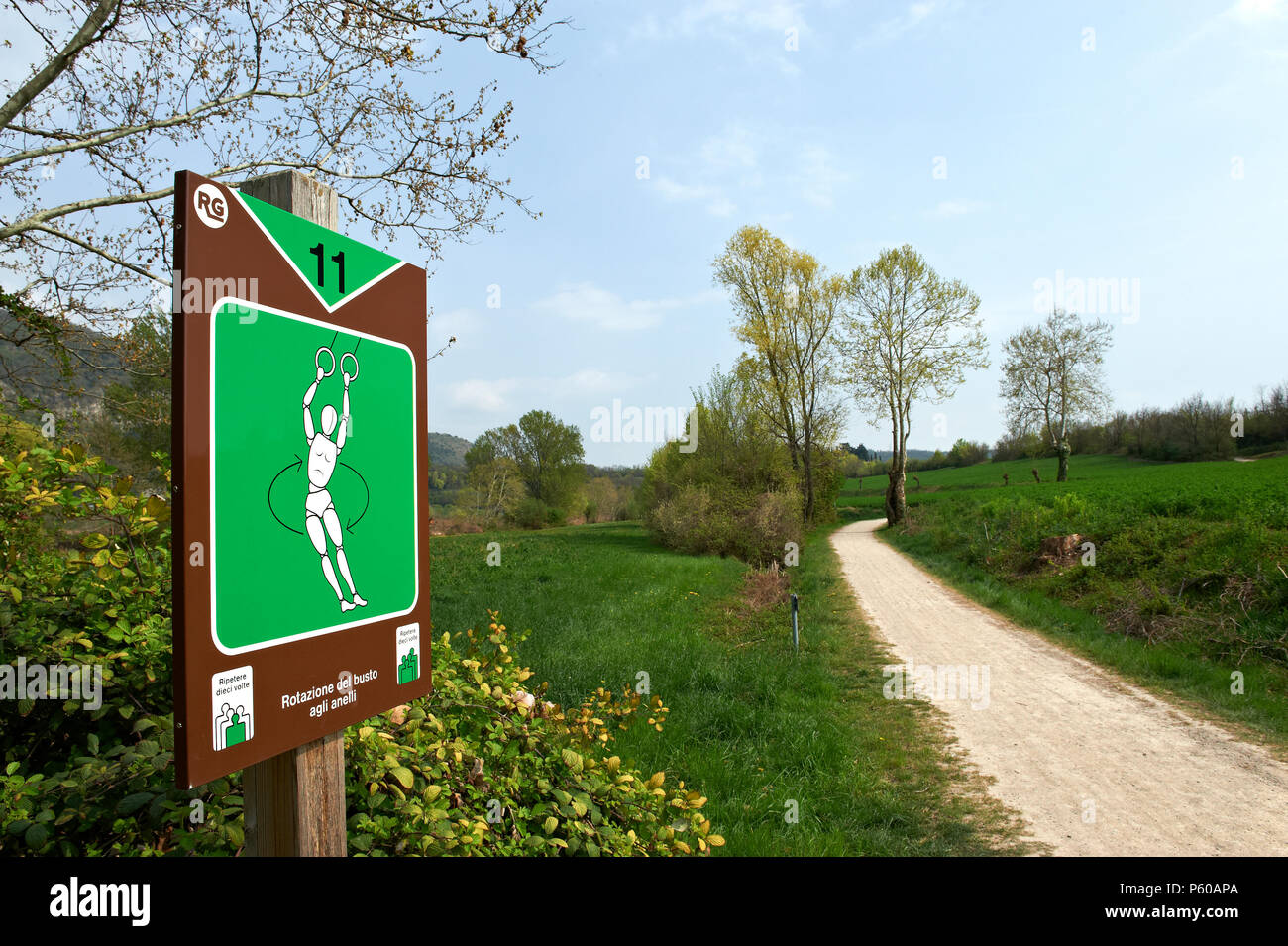 Provaglio (Bs),Franciacorta,Lombardia,l'Italia,il segno di atletica in corso presso la riserva nazionale delle Torbiere del lago d'Iseo Foto Stock