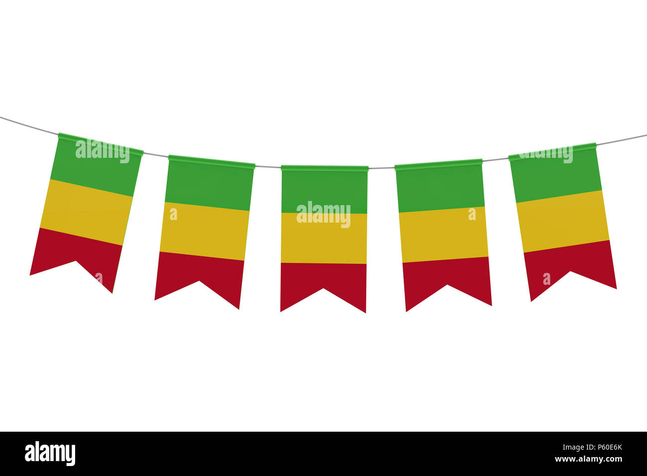 Mali bandiera nazionale festosa bunting contro uno sfondo bianco. Il rendering 3D Foto Stock