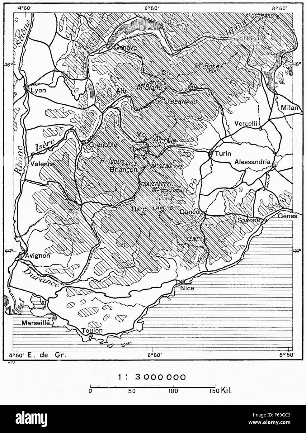401 D316- N° 477. Voies ferrées de Marseille à Milano. - Liv4-Ch01 Foto Stock