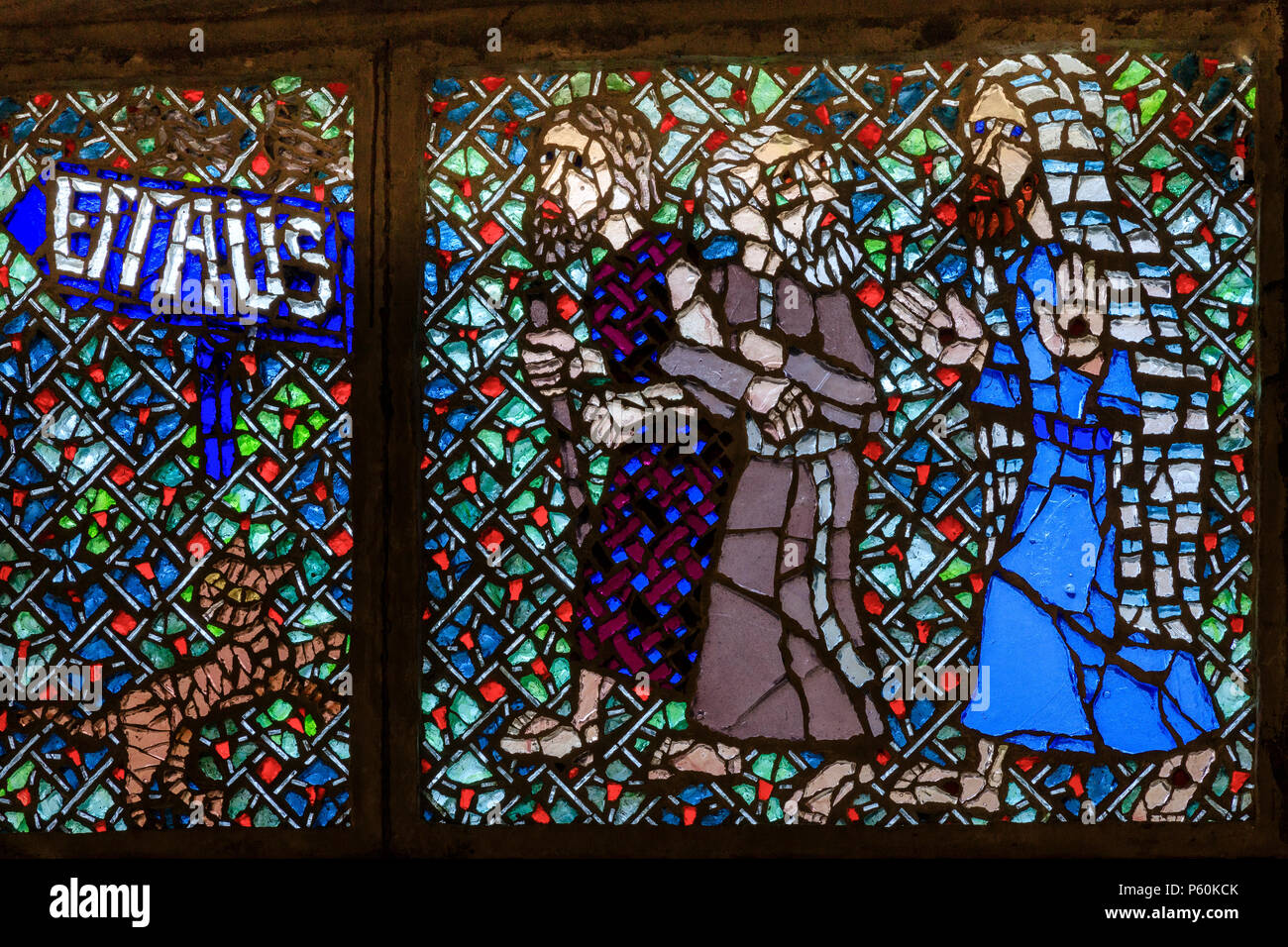 Francia, Charente Maritime, Saintonge, Cote de Beaute, Royan, alla chiesa di Notre Dame datata del xx secolo, vetrata dell'artista Henri Martin-Gra Foto Stock