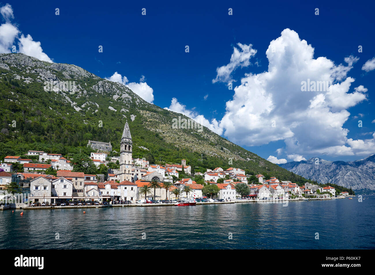 Perast e della Baia di Kotor Montenegro Foto Stock