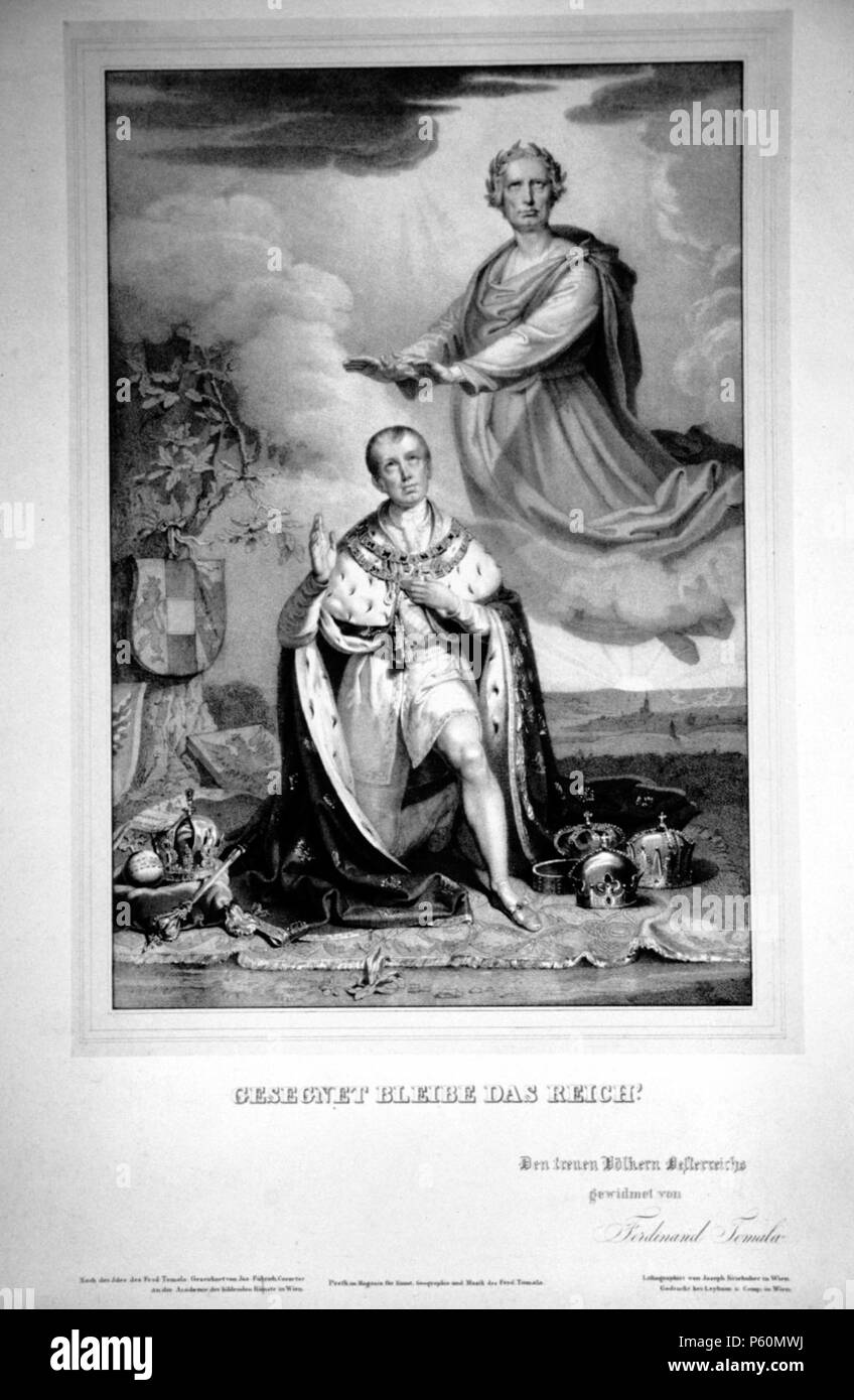 N/A. Deutsch: Ferdinando I., Kaiser von Österreich, König von Ungarn (1793-1875) Lithographie von Josef Kriehuber, um 1840. Nach einer Zeichnung von Joseph von Führich . 16 febbraio 2014, 19:46:07. Josef Kriehuber (1800 -1876) 553 Ferdinando I. Kriehuber Litho 05 Foto Stock