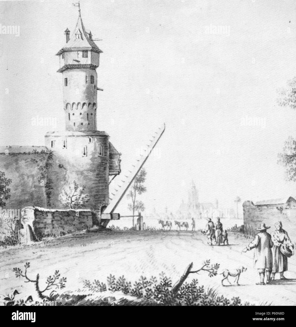 N A Inglese Frankfurt M Germania Torre Di Avvistamento Galgenwarte Nell Anno 1775 In Bianco E