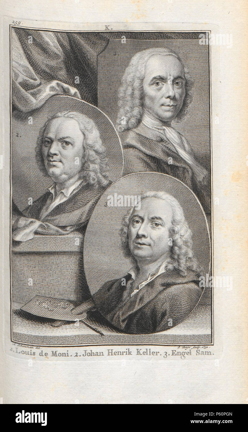 N/A. Inglese: Louis de Moni, Johan Hendrik Keller, Engel Sam . 1751. Aert Schouman; Johan van Gool 64 Aert Schouman Pieter Tanje - Louis de Moni Johan Hendrik Keller Engel Sam Foto Stock