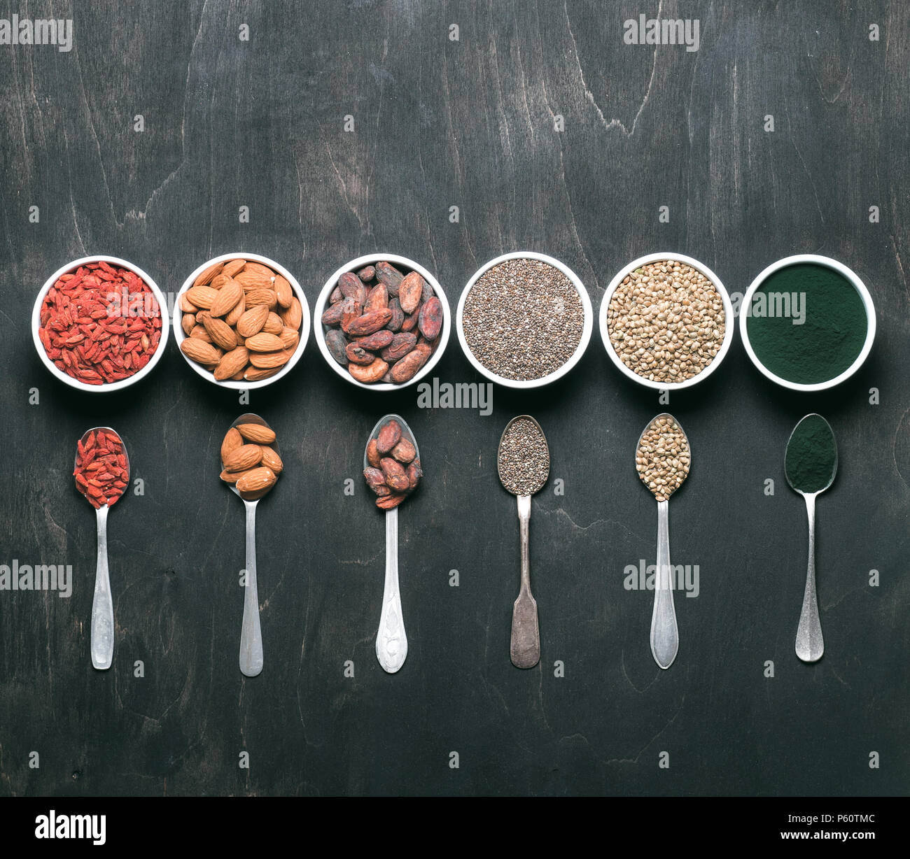 Super detox impostare ingredienti, spazio di copia Foto Stock