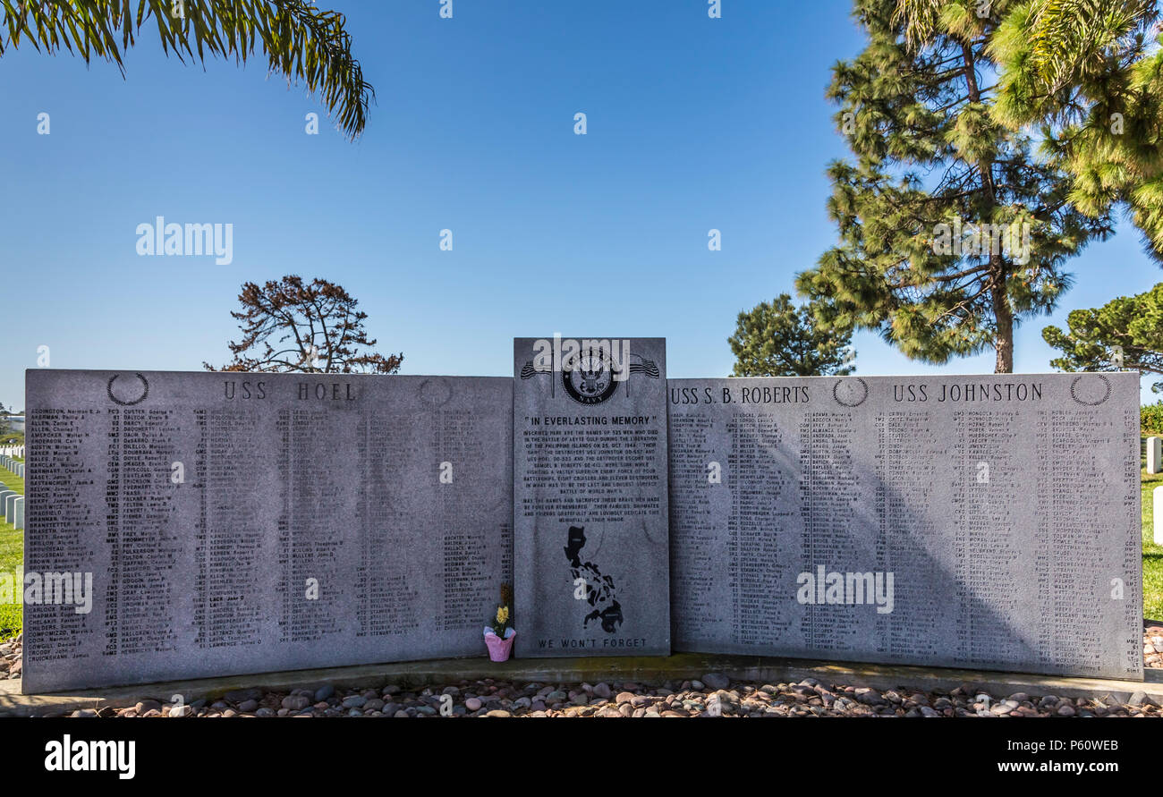 Veterans Memorial, fort rosecrans, point loma, ca us Foto Stock