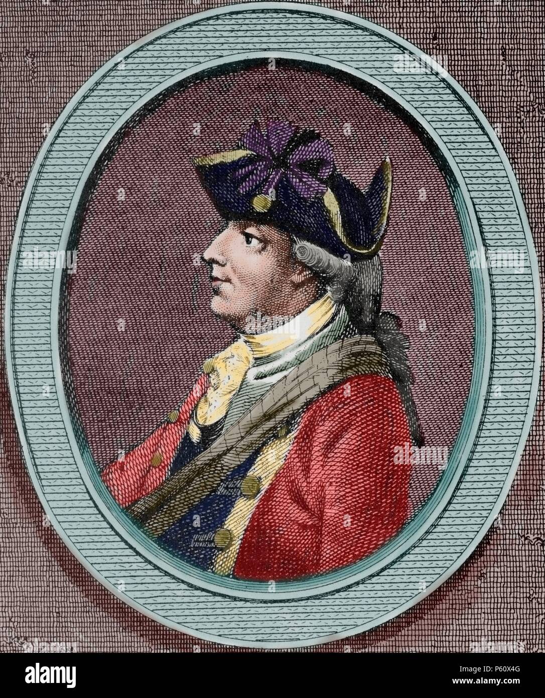 Henry Clinton (1730-1795). British militare e politico. Incisione in Rivoluzione Americana. Colorati. Foto Stock