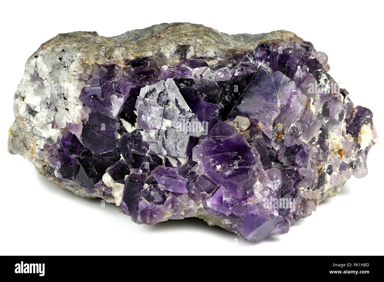 Fluorite dalla Berbes, Spagna isolati su sfondo bianco Foto Stock