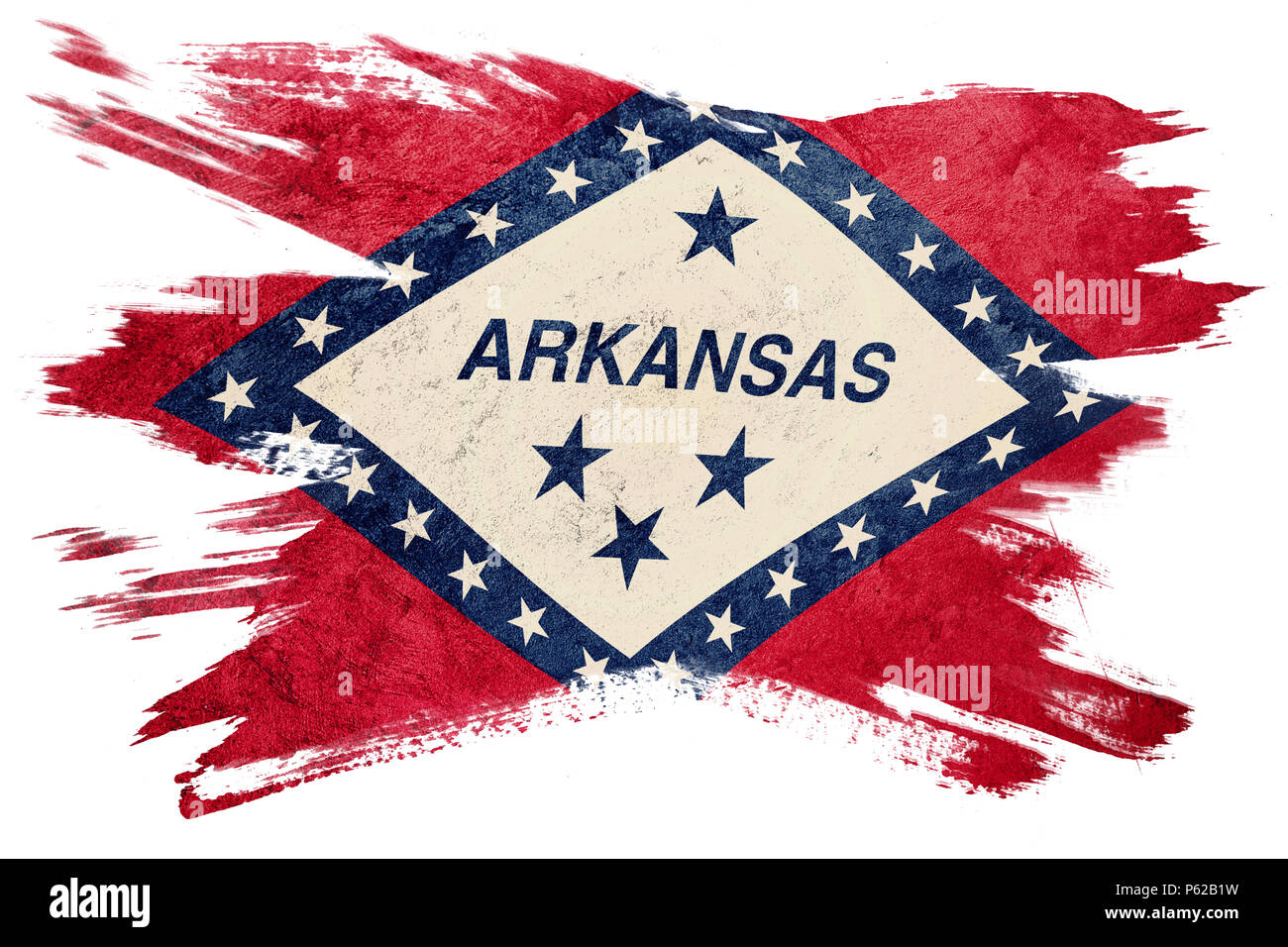 Grunge Arkansas state flag. Arkansas bandiera Pennello. Foto Stock