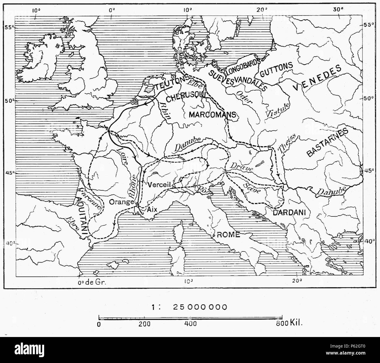 403 D505-incursioni des Cimbres et des Teutoni.-Liv2-CH10 Foto Stock