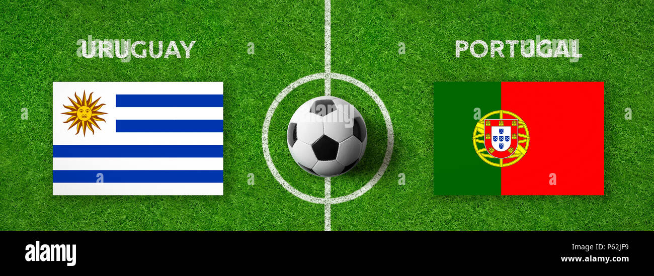 Partita di calcio Uruguay contro il Portogallo Foto Stock