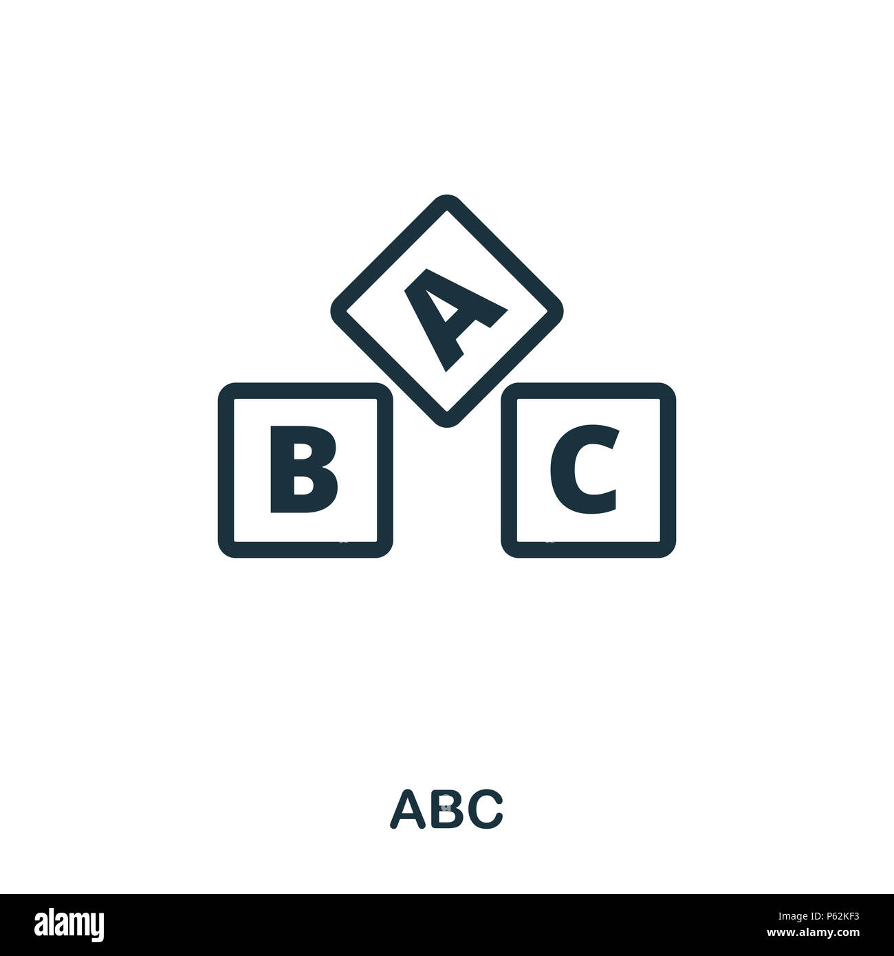 Icona di ABC. Linea di icona di stile design. UI. Illustrazione dell'icona ABC. Pittogramma isolato su bianco. Pronto per l'uso nella progettazione web, applicazioni software, stampa. Foto Stock