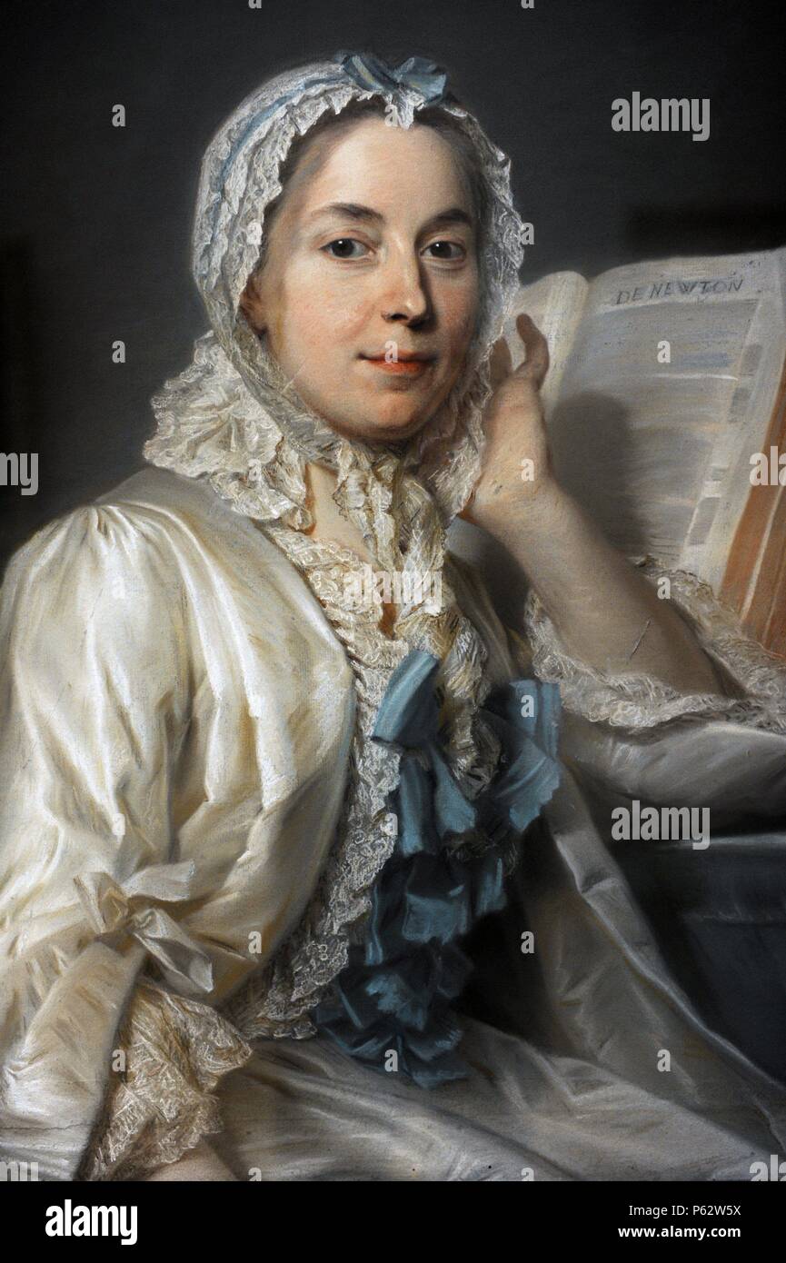 Maurice Quentin de La Tour (1704-1788). Pittore Francese. Madame Ferrand meditando su Newton, 1753. Alte Pinakothek. Monaco di Baviera. Germania. Foto Stock