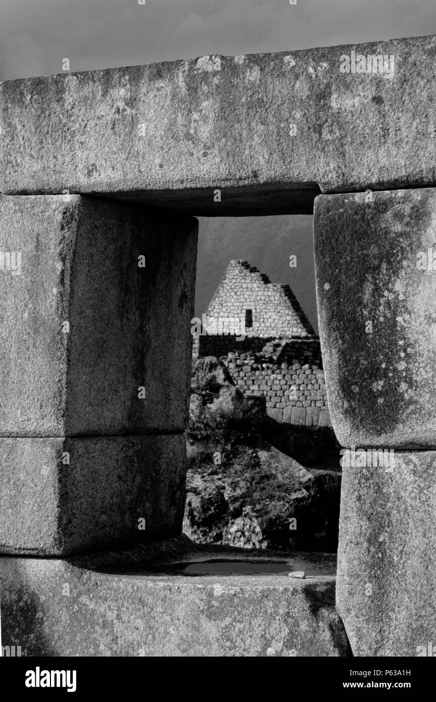 Il tempio principale - Rovine Inca di Machu Picchu, Perù Foto Stock