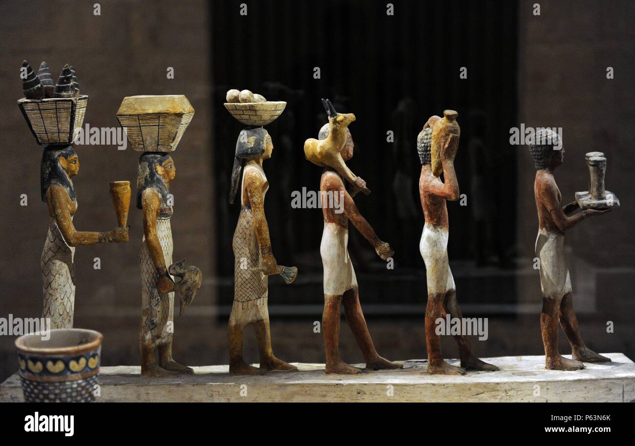 Il modello di un gruppo di portatori di offerta. Legno. Regno di Mezzo. Xii dinastia. 1800 BC. Neues Museum. Berlino. Germania. Foto Stock