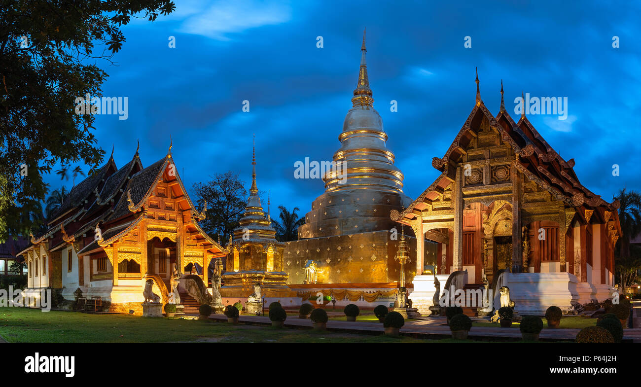 Phra Singh temple golden ore Foto Stock