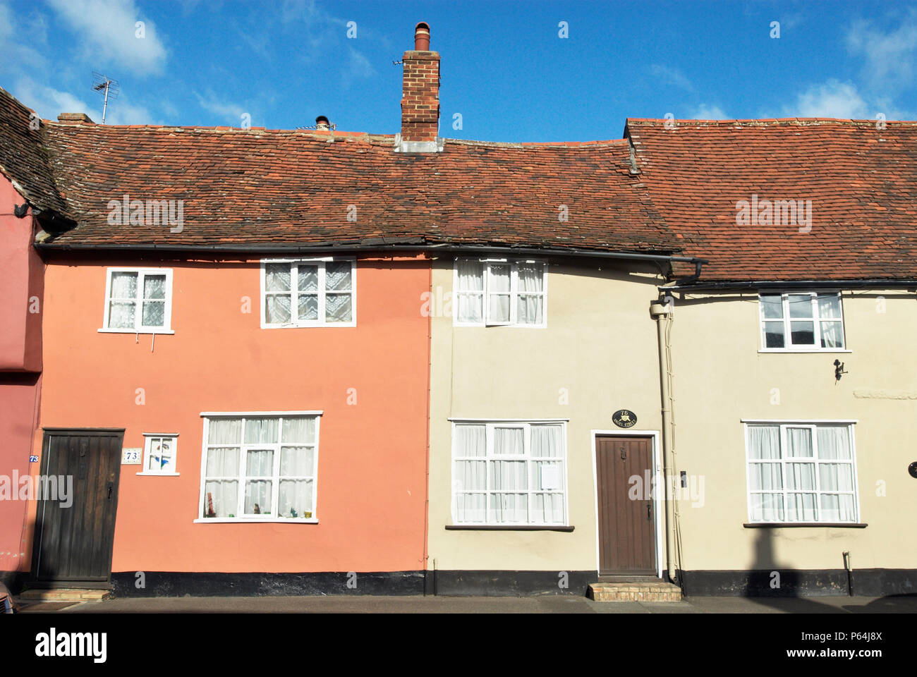 Xviii secolo cottages, Hadleigh, Suffolk, Regno Unito Foto Stock