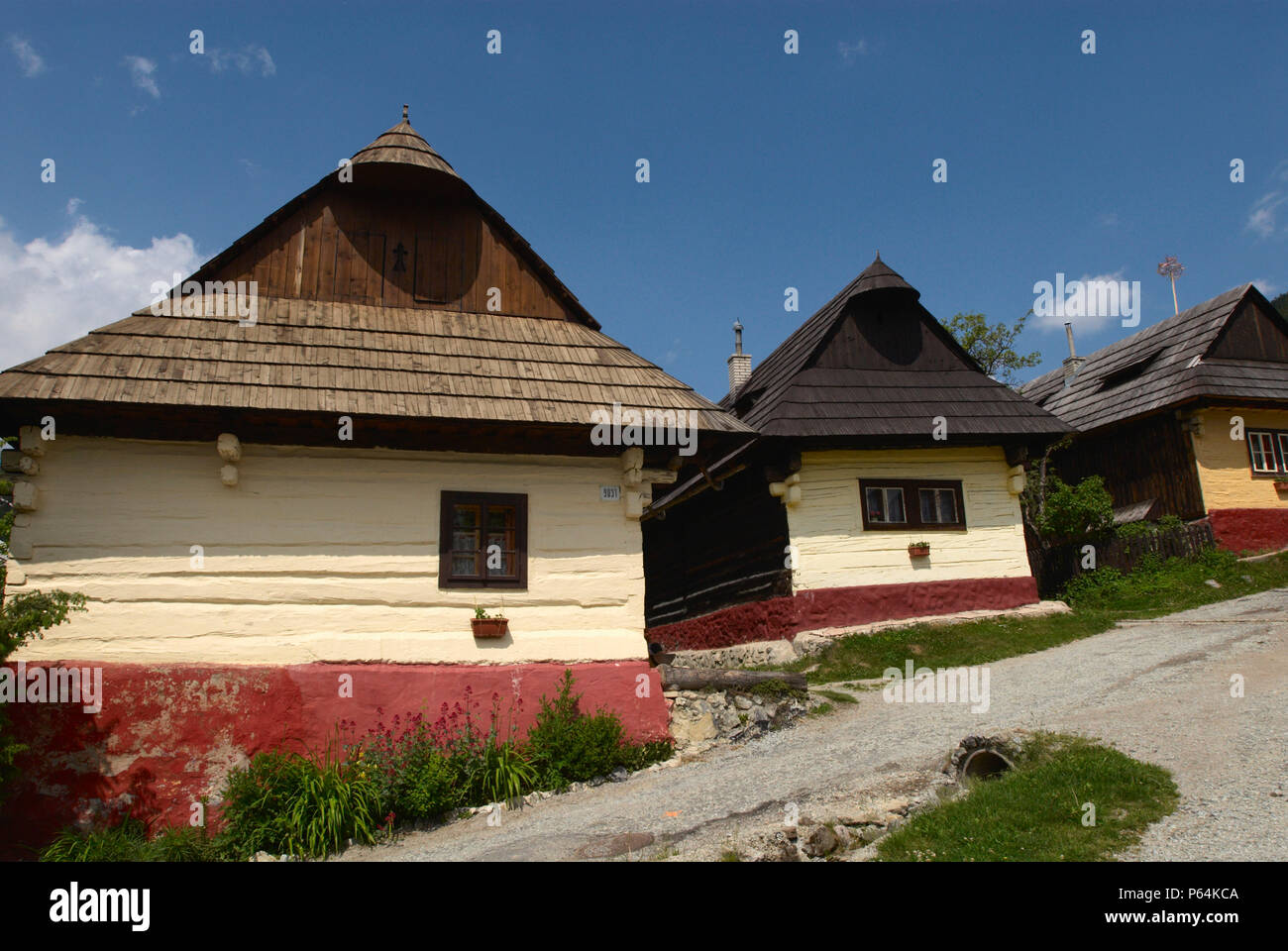 Cottage tradizionale in Vlkolinec, un sito del patrimonio mondiale, Slovacchia Foto Stock
