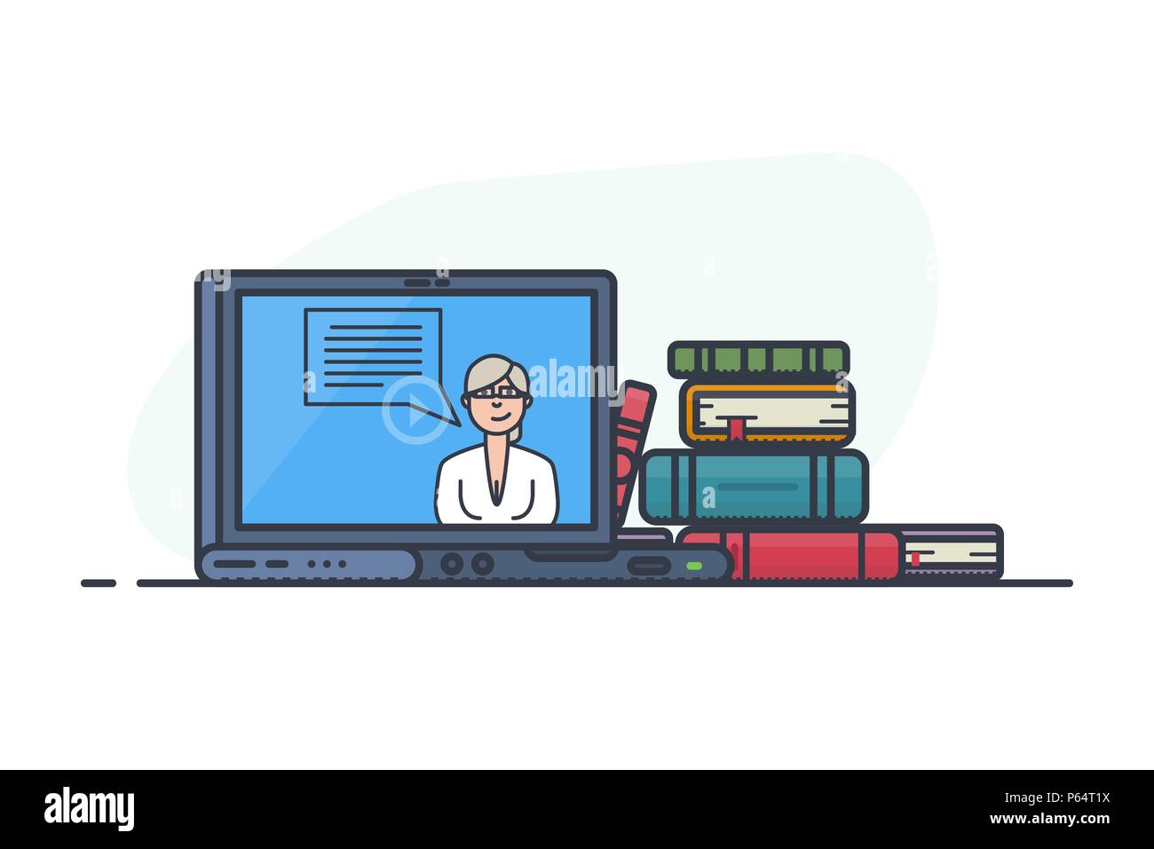 Online il concetto di apprendimento Illustrazione Vettoriale